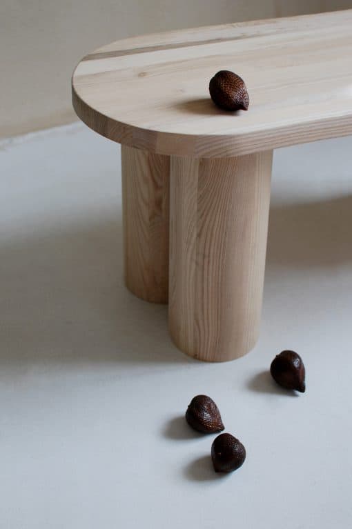 Modern Wooden Bench, Less, natural leg detaio- Styylish