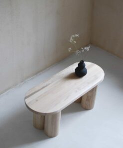 Modern Wooden Bench, Less, natural with vase- Styylish