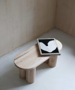 Modern Wooden Bench Less, natural with a ainting- Styylish