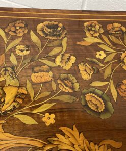 Dutch Marquetry Card Table- view of the top marquetry, detail with bird- Styylish