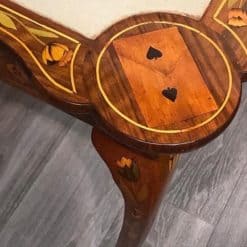 Dutch Marquetry Card Table- detail view of a corner - Styylish