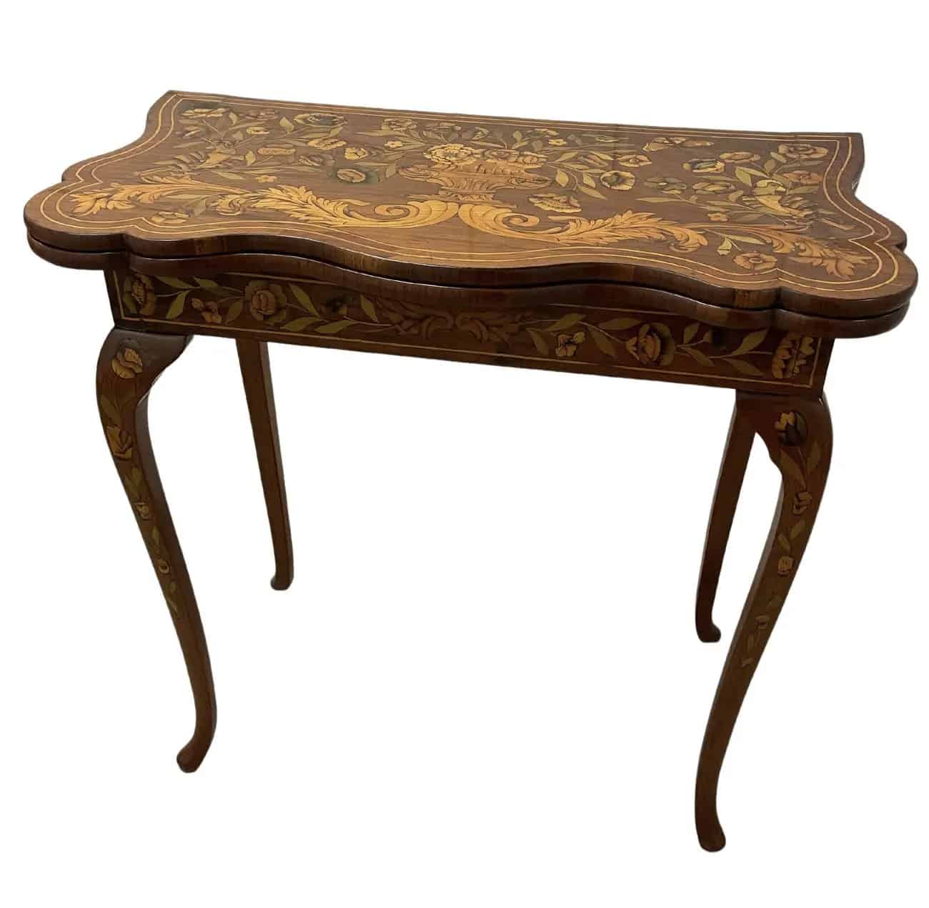 Dutch Marquetry Card Table- Styylish