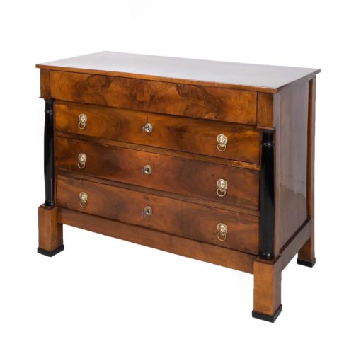 Walnut Biedermeier chest of drawers- side view on a white background- Styylish