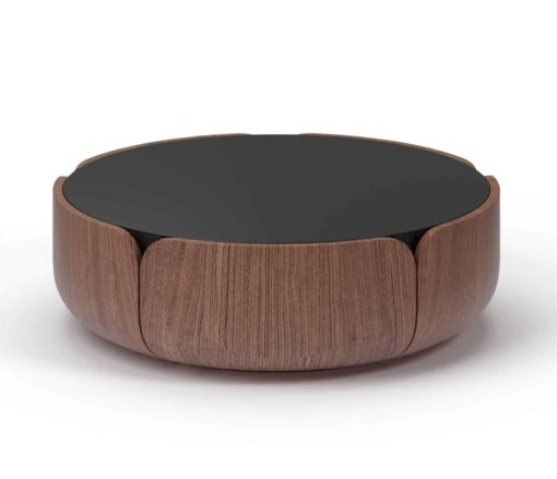 Large Walnut Coffee Table- Bloom- black top- Styylish