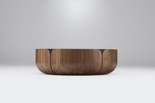 Large Walnut Coffee Table- Bloom work on a grey background- Styylish