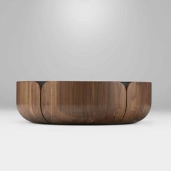 Large Walnut Coffee Table- Bloom work on a grey background- Styylish