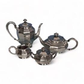 Art Deco Silver Set for Coffee and Tea, Germany 1900-20, Antique