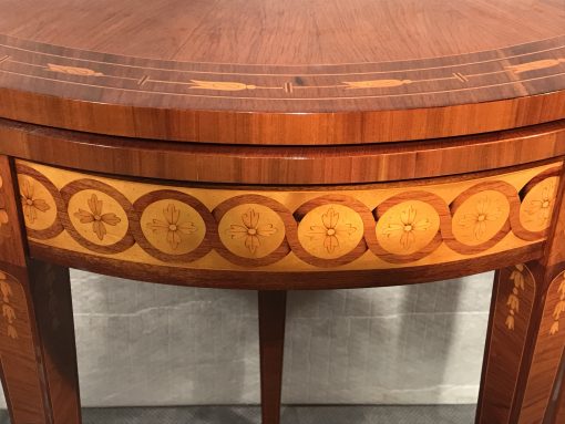 Neoclassical Demi Lune Table- marquetry detail- styylish