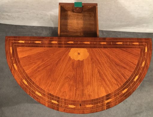 Neoclassical Demi Lune Table- top view with pulled out leg- styylish