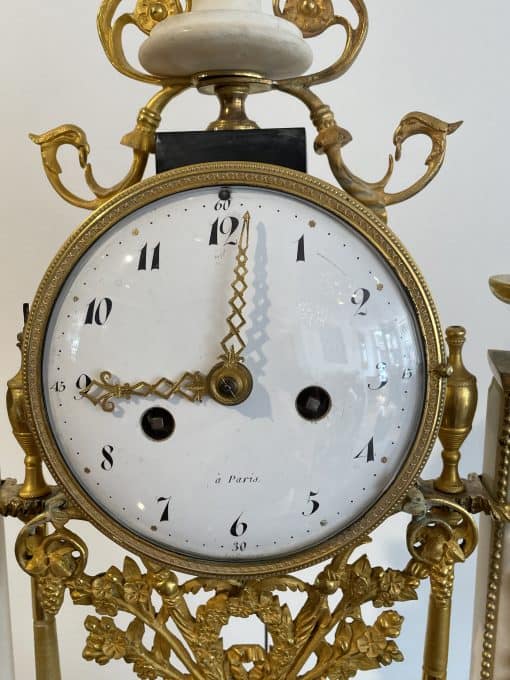 Louis XVI Mantel Clock- view of the white enamel dial- Styylish