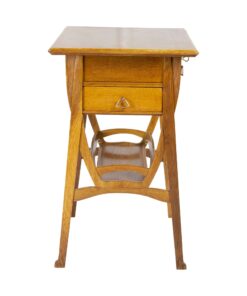 Art Nouveau Oakwood Sewing Table- side view- Styylish