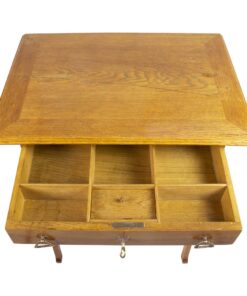 Art Nouveau Oakwood Sewing Table- view of the open drawer- Styylish