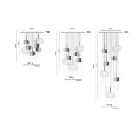 Isa Moss Glass Suspension Pebble G7, Chrome with Translucent Optical Fibers, Handblown