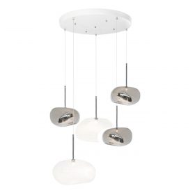 Round Pebble Glass Suspension Lamp, G5, Handblown