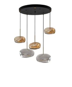 Round Pebble Glass Suspension Lamp- gold and silver- Styylish