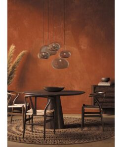 Round Pebble Glass Suspension Lamp- gold and silver above a table- Styylish