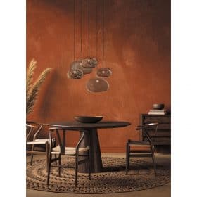 Round Pebble Glass Suspension Lamp, G5, Handblown