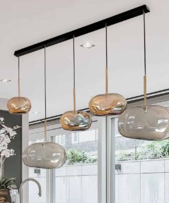 Linear Pebble Glass Suspension Lamp- amber and mercure colors- Styylish