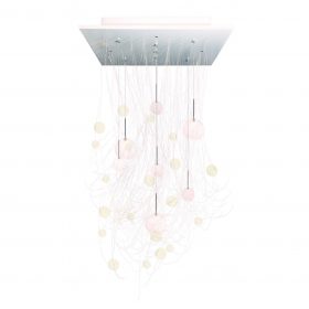 Modern Suspension Lamp, Bulle B7 with translucent optical fibers, Handblown