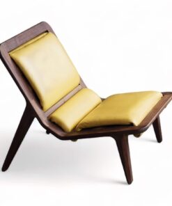 Modern Yellow chair- walnut and yellow leather- Styylish