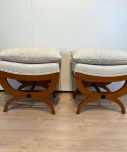 Alternative view of Pair of Large Tabourets, Beech wood, France circa 1860