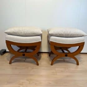 Pair of Large Tabourets, Beech wood, France circa 1860