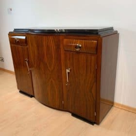 Walnut Art Deco Sideboard, Nickel Fittings, France, circa 1930