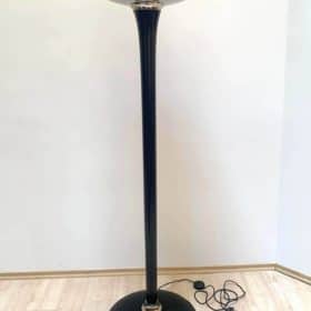 Floor Lamp, Art Deco Style, Black Lacquer and Nickel