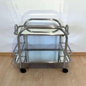 Art Deco Bar Cart, by Robert Mallet-Stevens, Chromed Steel, France circa 1925