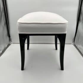 Art Deco Style Stool, Black Lacquered Oak, France circa 1940