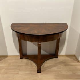 Biedermeier Demi-Lune Console Table, Walnut Veneer, Maple, Austria circa 1830