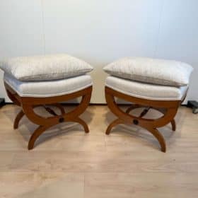 Pair of Large Tabourets, Beech wood, France circa 1860