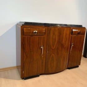 Walnut Art Deco Sideboard, Nickel Fittings, France, circa 1930