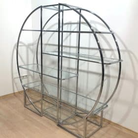 Bauhaus Style Shelving Unit, Chromed Steel Tubes and Glass, Germany, 1950-70s