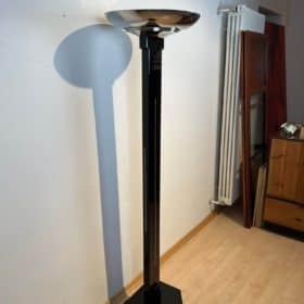 Tall Art Deco Lamp, Black Lacquer and Chrome, France circa 1930