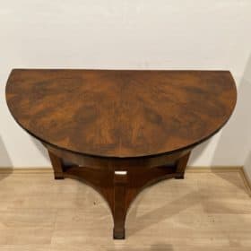 Biedermeier Demi-Lune Console Table, Walnut Veneer, Maple, Austria circa 1830