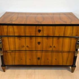 Empire Commode, Walnut Veneered with Caryatids, Austria, Vienna circa 1810/15