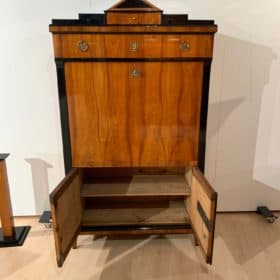 Biedermeier Secretaire, Cherry Veneer, Ebonized, Brass, South Germany circa 1820