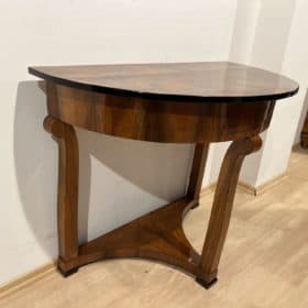 Biedermeier Demi-Lune Console Table, Walnut Veneer, Maple, Austria circa 1830