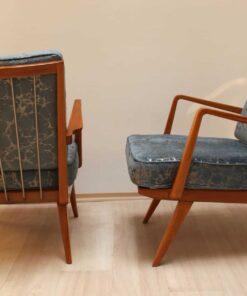 Pair of Mid Century Armchairs - Front and Side View - Styylish