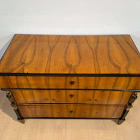 Empire Commode, Walnut Veneered with Caryatids, Austria, Vienna circa 1810/15