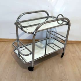 Art Deco Bar Cart, by Robert Mallet-Stevens, Chromed Steel, France circa 1925