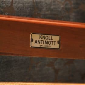 Pair of Mid Century Armchairs, Cherrywood, Blue/Silver Fabric, Germany, 1950s