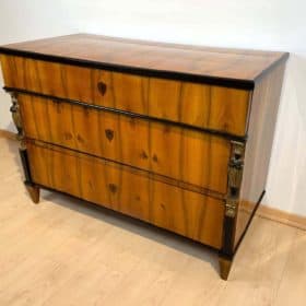 Empire Commode, Walnut Veneered with Caryatids, Austria, Vienna circa 1810/15