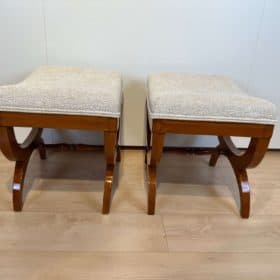 Pair of Large Tabourets, Beech wood, France circa 1860