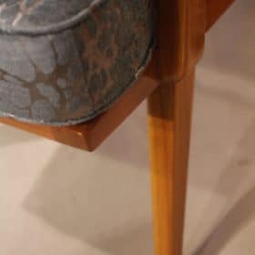 Pair of Mid Century Armchairs, Cherrywood, Blue/Silver Fabric, Germany, 1950s