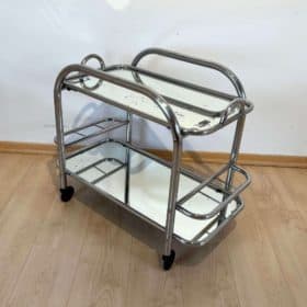 Art Deco Bar Cart, by Robert Mallet-Stevens, Chromed Steel, France circa 1925