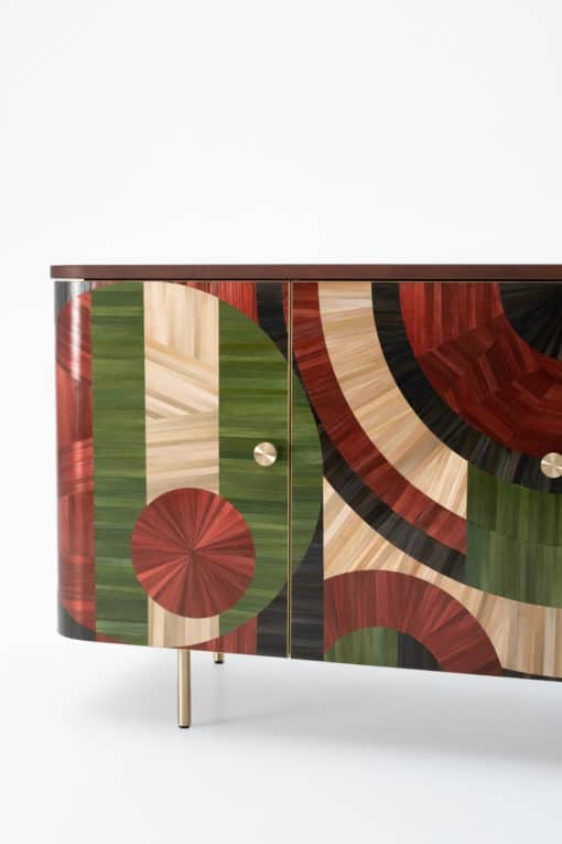 Solomia Straw Marquetry Credenza- left detail- Styylish