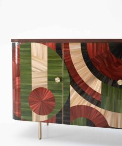 Solomia Straw Marquetry Credenza- left detail- Styylish