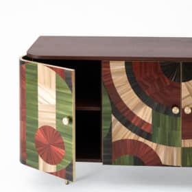 Solomia Straw Marquetry Credenza, Color Scheme 3, Handmade